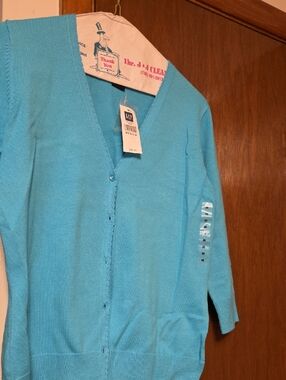 GAP Women's V-Neck Button Cardigan Sweater - Turquoise Blue